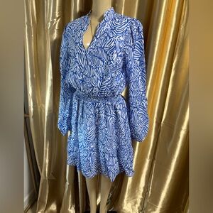 Lilly Pulitzer Blue and White Abstract Print Mini Dress